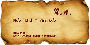 Máthé Anikó névjegykártya