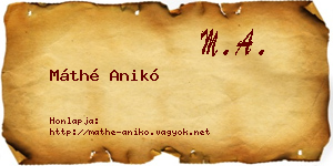 Máthé Anikó névjegykártya